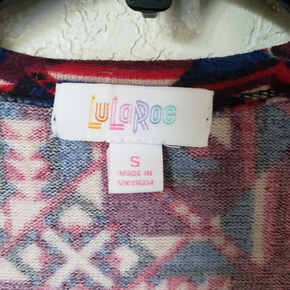 LuLaRoe Colorful Aztec Geo Sarah Duster Cardigan Size S - Picture 7 of 8